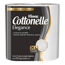 PAPEL HIGIENICO COTTONELLE ELEGANCE PKT 4 ROLLOS 252 HOJAS