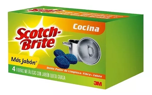 Fibra con jabon Scotch Brite caja 4 pzas.